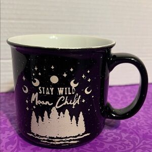 Stay Wild Moon Child Ceramic Mug – Black & White Starry Sky Design, 16oz